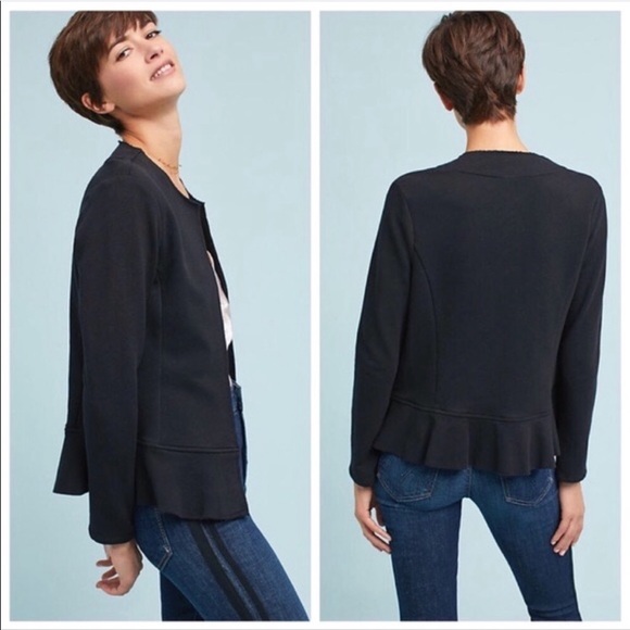 Anthropologie Jackets & Blazers - Dolan Left Coast Raw Hem Knit Peplum Jacket Black